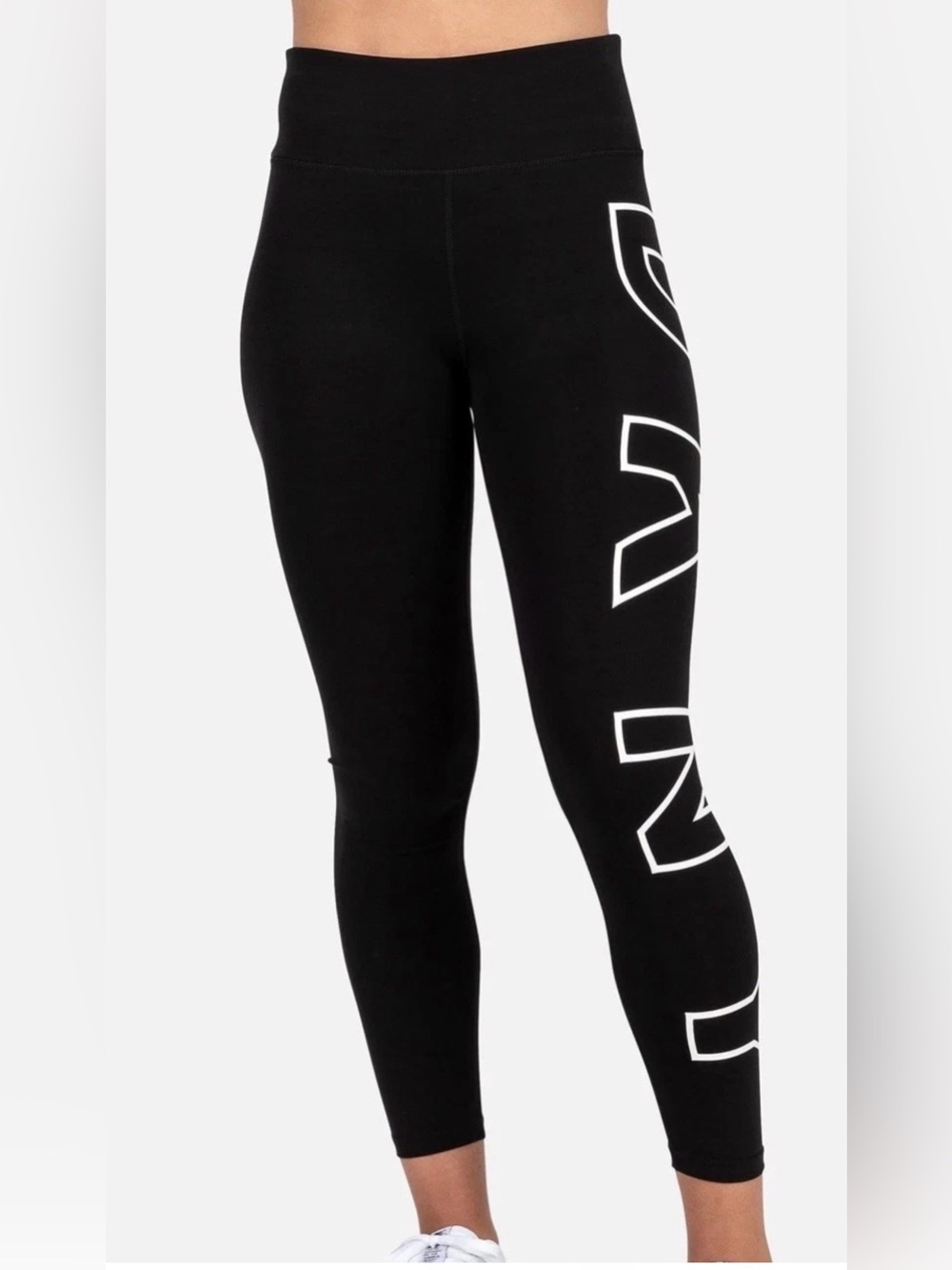 DKNY Sport High Waisted Cropped Logo Leggings Black Size S NWT